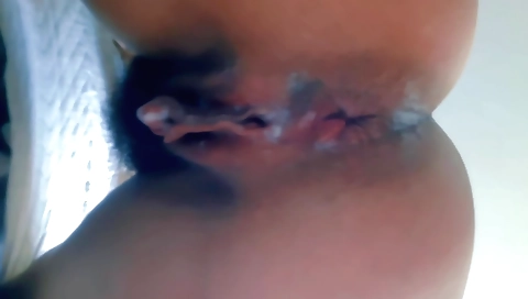 Amateur amateur girl with a hairy pussy takes a load