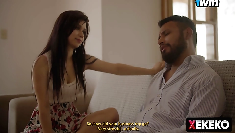 Amateur brunette and her boyfriend have a funny fuck