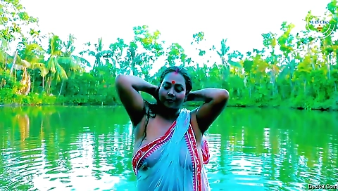 Trishna is masturbating on her bed with perfect tits