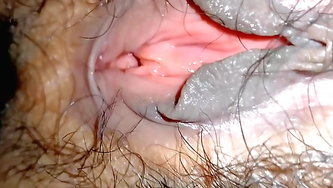 Indian girl gives a blowjob and she caresses her hairy pussy