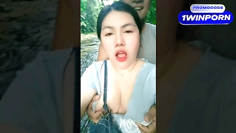 Indian brunette with a sexy booty enjoys outdoor sex