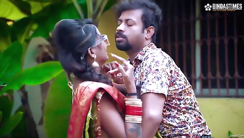 Indian beauty and her boyfriend are having fun outdoors