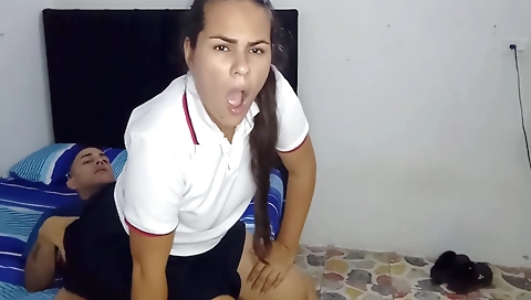 Hot porn video with stepsister giving her boyfriend a gift