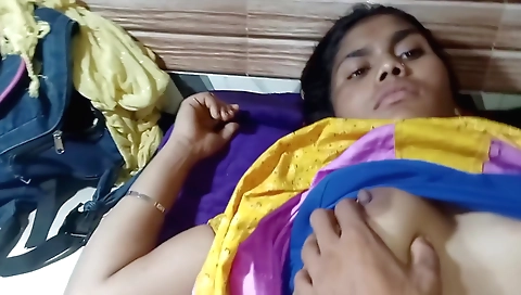 Indian video with a beautiful brunette wife and her husband