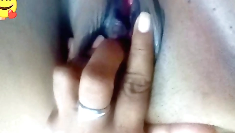 Beautiful amateur girl with a sexy face enjoys birthday gift
