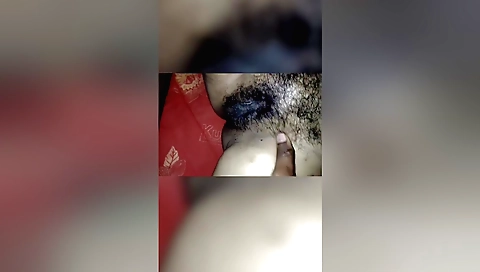 Hairy babe with hair trying to fuck with a small dildo in her pussy