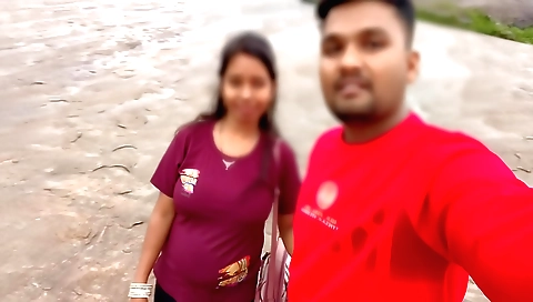 Sexy indian brunette in a nude camp with a nice body