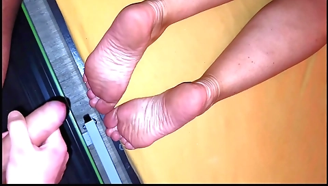 Foot fetish video in homemade video scene with myself and my mother