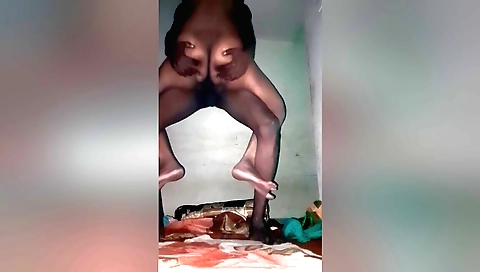 Indian brunette in a black shirt gets fucked in ass