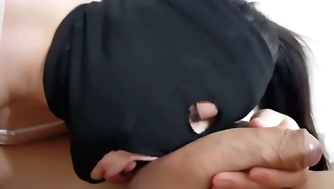 Amateur brunette with a cute body takes a cock into her mouth