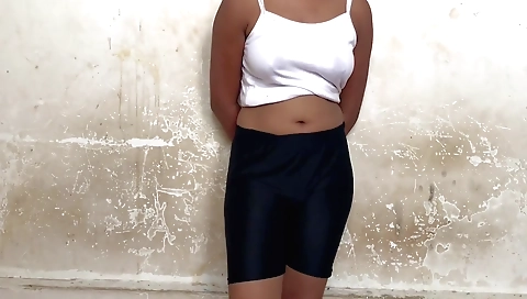 Indian girl with large boobs and big ass doing solo sex