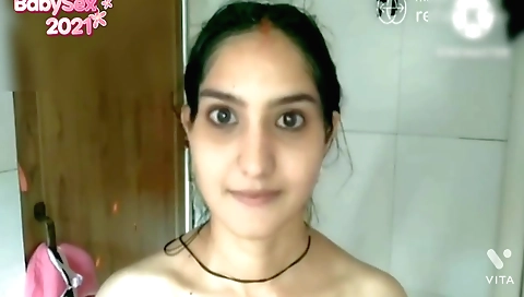 Indian girl in pink bikini masturbates in the bathroom