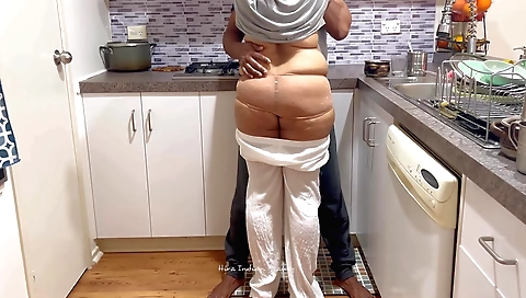 Indian chick in kitchen with ass big as a hole is fucked