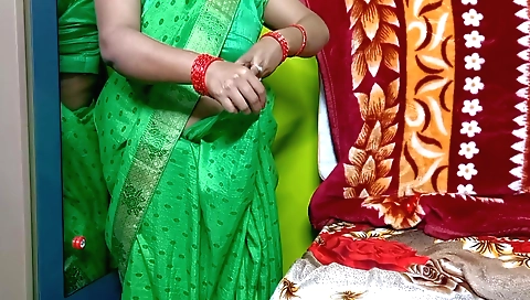 Sexy petite bhabhi in red saree is showing off her body