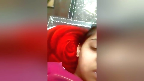 Indian woman gets out of the shower and gets naked