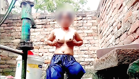 Indian babe is in the bathroom and enjoys her body