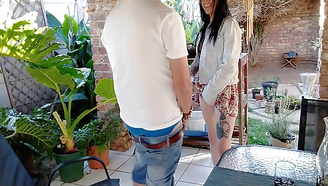 Hot girl with small tits gets banged on the street