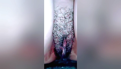 Indian girl with fat hairy pussy loves to masturbate