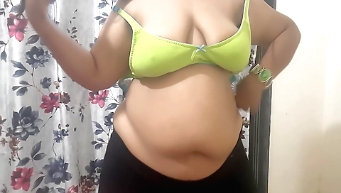 Sexy brunette milf with a big ass and sexy breasts in solo