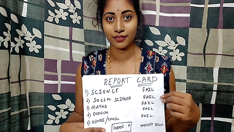 Indian girl is getting a handjob on her report card