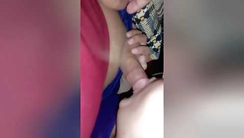 Wife plays with husband's dick and gets his hard on