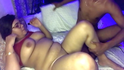 Indian lady with a big ass and big tits fucked by a dude