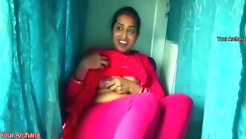 Indian brunette in panty and a short skirt is getting a handjob
