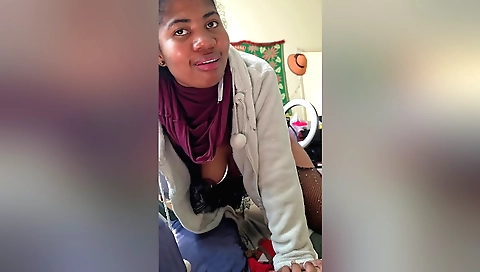 Indian woman is making a homemade video in her house
