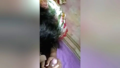 Hot brunette in a blouse and skirt fucks her boyfriend